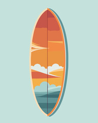 Vector isolated illustration of a surfboard. Fun on the water. School for surfers.