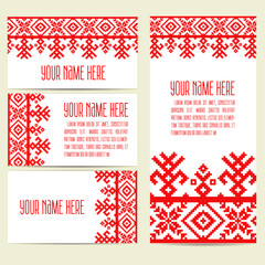 Brochure, business cards, invitation card with national, ethnic ornament. - obrazy, fototapety, plakaty