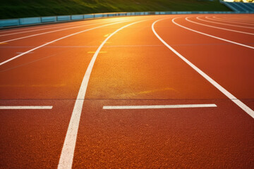 athletics track lines field. generative ai - obrazy, fototapety, plakaty