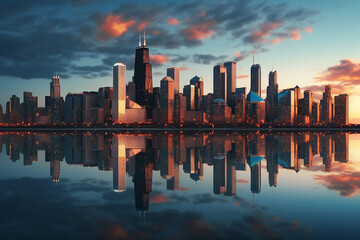 Photorealistic city scape panorama