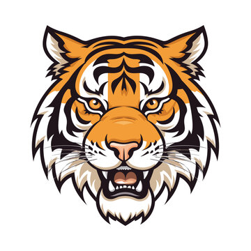 Tiger head mascot. Logo design. Illustration for printing on t-shirts.