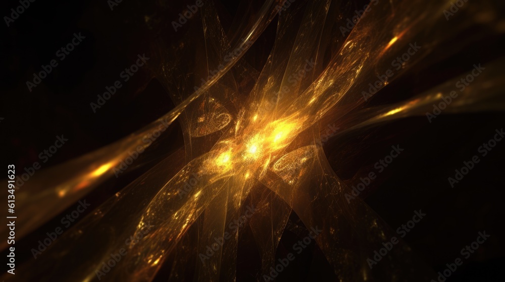 Poster abstract fractal golden light background. generative ai aig21.