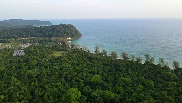 Aerial drone shots of Koh Rong Samloem island in Cambodia