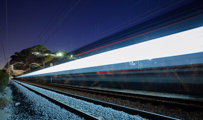 Fototapeta na wymiar Long exposure photographs of trains