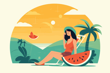 summer season flat design vector illustration, summer season background vector illustration