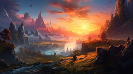 Fototapeta premium Fantasy Landscape Game Art