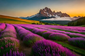 Naklejka na ściany i meble lavender field at sunrise