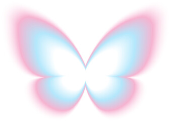 abstract blur gradient butterfly shape in pastel color, y2k style element for social post, banner, poster, png isolated on transparent background.