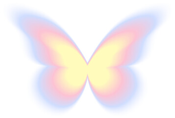abstract blur gradient butterfly shape in pastel color, y2k style element for social post, banner, poster, png isolated on transparent background.