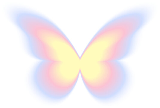 abstract blur gradient butterfly shape in pastel color, y2k style element for social post, banner, poster, png isolated on transparent background.