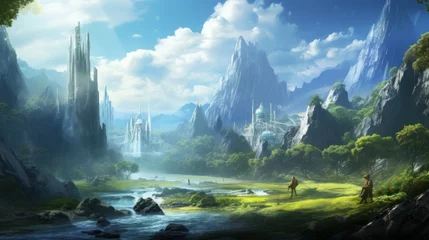 Rolgordijnen Fantasy Landscape Game Art © Damian Sobczyk