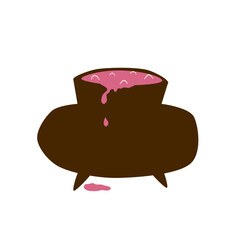 Retro Groovy Halloween cauldron. Trippy retro spooky elements. Groovy boho vector illustration. Autumn october holiday.