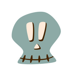 Retro Groovy Halloween skull. Trippy retro spooky elements. Groovy boho vector illustration. Autumn october holiday.