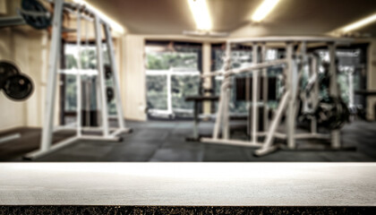 Table background of free space for your decoration and gym interior
