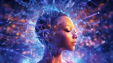 Cutting-edge neural connections, vibrant pulsating energy emanating from the neuro interface