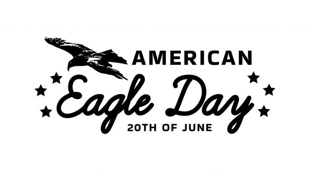 American Eagle Day Text Animation On White and Green Background. Great for use in social media, posters, banners, greeting cards, advertising, and promotion for the celebration of American Eagle Day