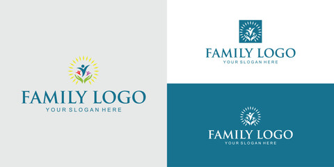 Family logo design with unique concept premium vector