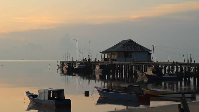 traditional fishing port in the morning