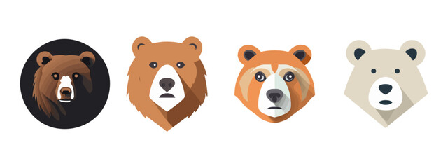 set of bear, animal species bear logo vector