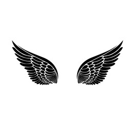 vector silhouette angel wings logo