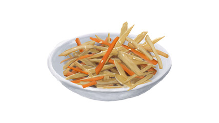 小皿に盛ったきんぴらごぼうのイラスト