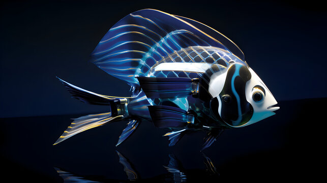 Fish robot technology. AI Illustration.