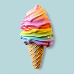Ein köstliches Regenbogeneis verspricht eine Explosion der Farben und des Geschmacks. Die verschiedenen Schichten aus leuchtenden Farben und fruchtigen Aromen machen dieses Eis zu einem wahren Genuss 