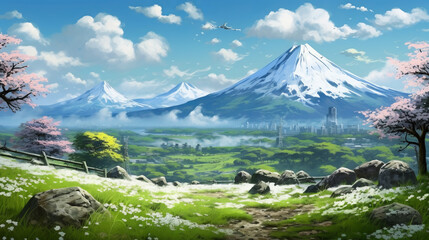 Fototapeta premium landscape with lake and trees