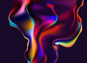 Abstract liquid holographic shape. Colorful fluid background. Neon design element.