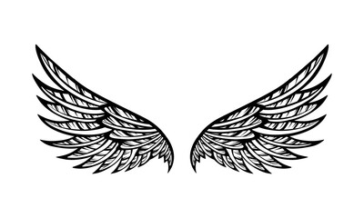 Fototapeta premium Vector angel wings tattoo design