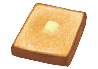 バターが乗ったトーストのイラスト