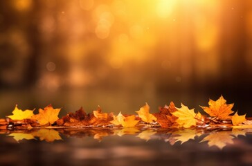 Naklejka na ściany i meble Autumn forest fall scenery. Colors of autumn. Generative AI