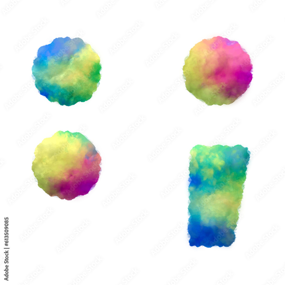 Poster colorful fluffy clouds alphabet symbols and punctuation marks. this is a part of a set which also in