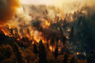 forest fire aerial view