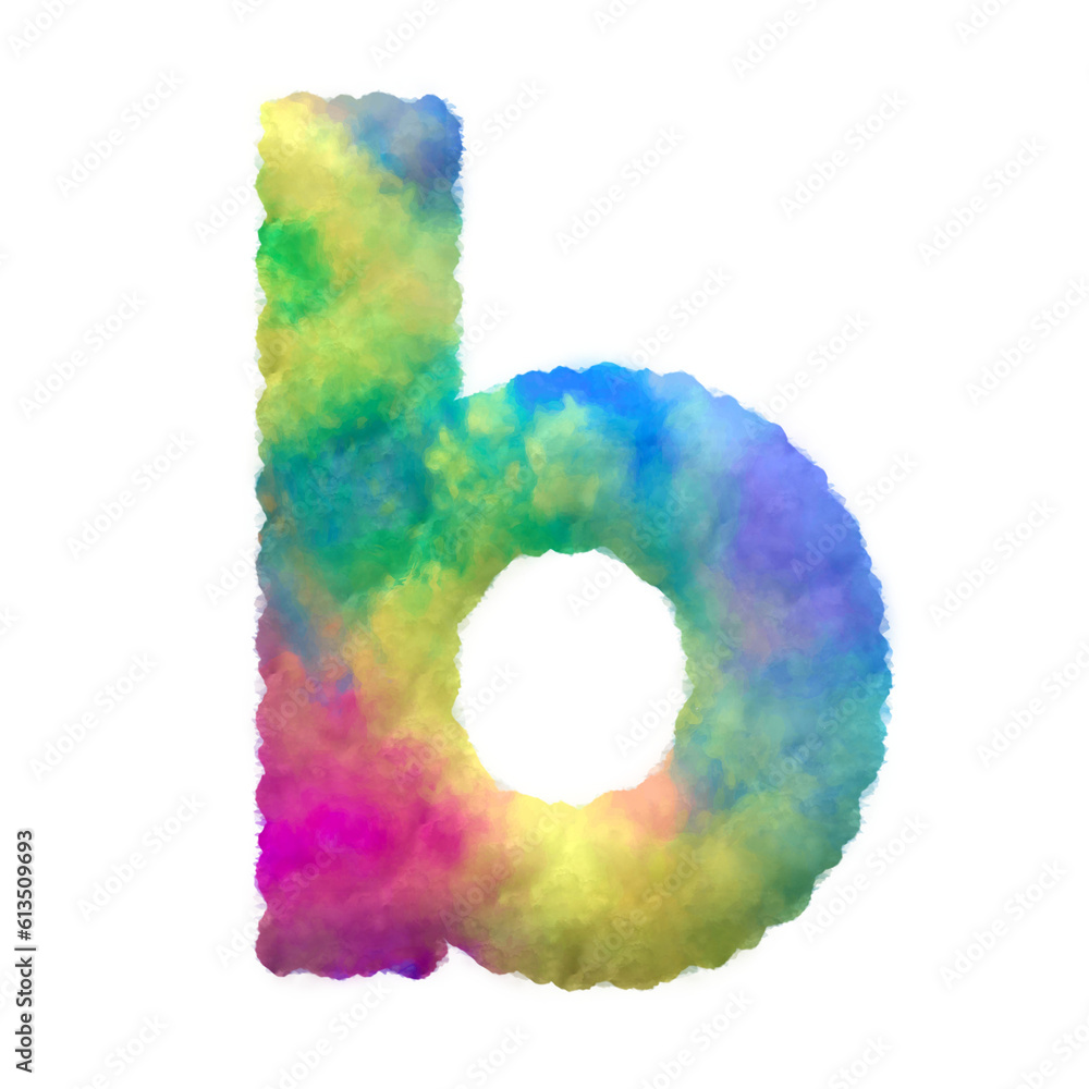 Poster colorful fluffy clouds alphabet lowercase letters. this is a part of a set which also includes upper