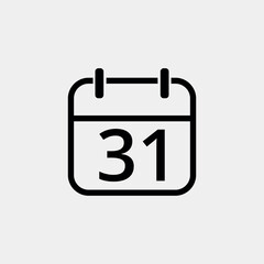 Calendar flat icon with specific day, simple calendar icon vector illustration for websites, projects and graphic resources. Day 31 marked on the calendar.