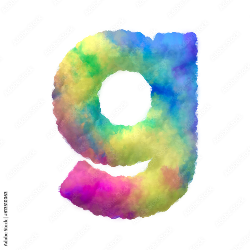 Poster colorful fluffy clouds alphabet lowercase letters. this is a part of a set which also includes upper