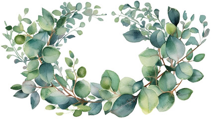 Fototapeta na wymiar Wreath made of eucalyptus branches. Generative Ai