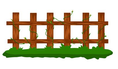 Obraz premium vector illustration of a wooden fence in the countryside