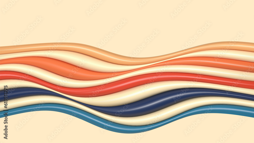 Poster 3d colorful abstract wave flow. liquid geometric shapes. abstract vector design element