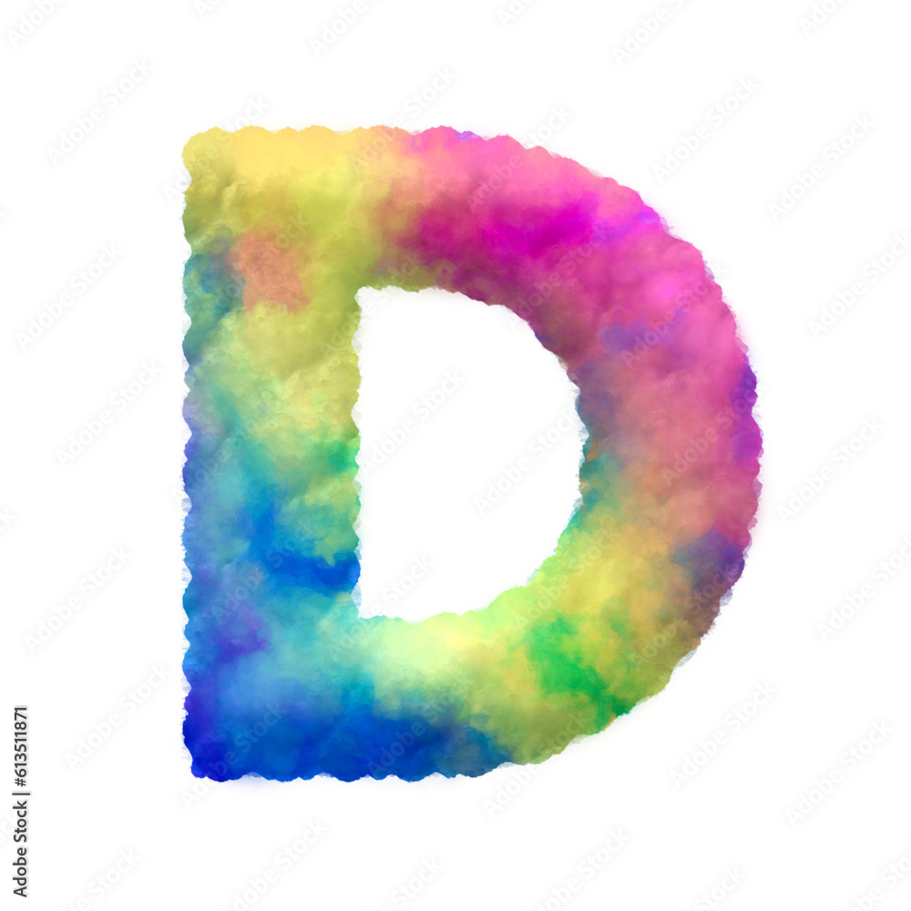 Poster colorful fluffy clouds alphabet uppercase letters. this is a part of a set which also includes lower