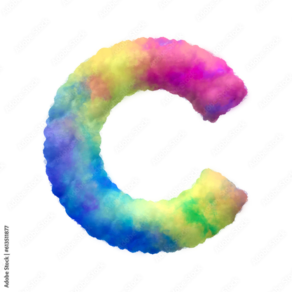 Aufkleber colorful fluffy clouds alphabet uppercase letters. this is a part of a set which also includes lower