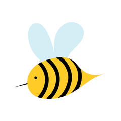 Cute friendly bee. Cartoon flying bee. Insect character.