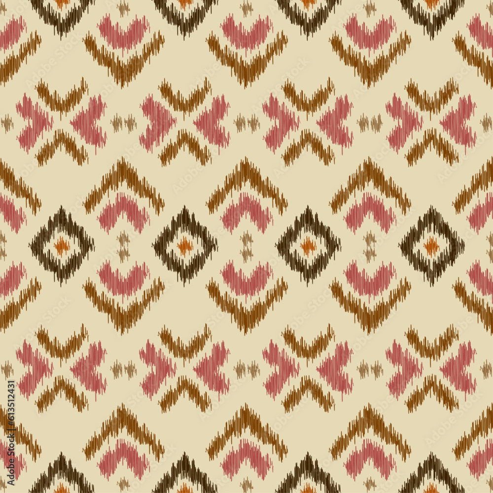 Poster geometric abstract grunge vintage pattern. ikat style. seamless vector image.