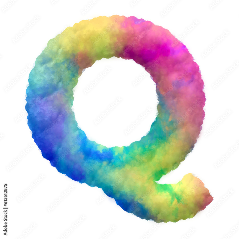 Poster colorful fluffy clouds alphabet uppercase letters. this is a part of a set which also includes lower
