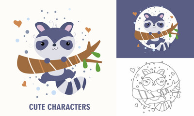 Animal character coloring book for cute koala