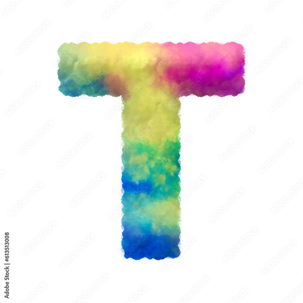 Poster colorful fluffy clouds alphabet uppercase letters. this is a part of a set which also includes lower