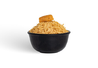 Bhujia sev- Famous Bikaneri bhujia, often simply called bhujia, is a popular crispy snack prepared by using moth beans and besan and spices, originating from, Bikaner, Rajasthan, India.