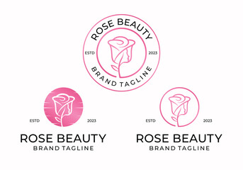 Creative flower rose with women face for beauty logo design