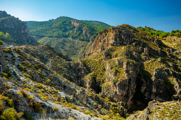 Los Cahorros de Monachil mountain hiking trail near Granada, Spain	